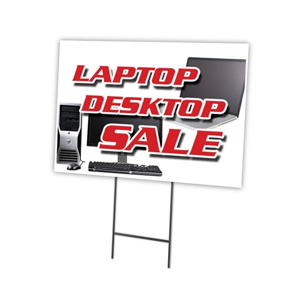 Signmission Laptop Desktop Sale Yard & Stake outdoor plastic coroplast window, C-2436-DS-Laptop Desktop Sale C-2436-DS-Laptop Desktop Sale - main